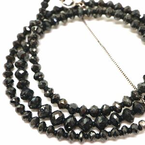 《K18WG 天然ブラックダイヤモンドネックレス》J 約9.9g 約43.5cm black diamond necklace ジュエリー jewelry EA2/EB1