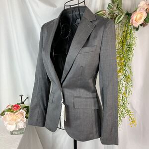 タグ付き 未使用 THE SUIT COMPANY she テーラードジャケット ストライプ グレー 灰色 36 レディース スーツカンパニー