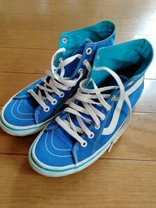 VANS HI SKOOL ハイカットスニーカー US8 1/2（26.5ｃｍくらい）　BLUE　ブルー V47-38 JH-JE 86022 中古品