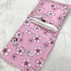 サニタリーケース 桜 猫 ハチワレ ピンク 和風 S6092