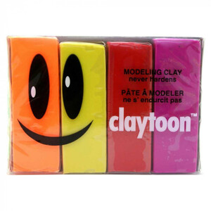 MODELING CLAY(モデリングクレイ)　claytoon(クレイトーン)　カラー油粘土　4色組(ホット)　1Pound　3個セット