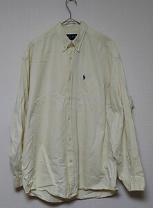 【古着】ラルフローレン 長袖シャツ 黄色 ボタンダウン RALPH LAUREN XL 【正規品】