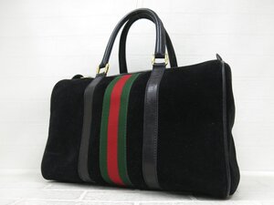 ◆美品◆GUCCI オールド グッチ◆シェリー◆スエード カーフ レザー 本革◆ハンド バッグ◆黒 G金具◆イタリア製◆ヴィンテージ◆A9295