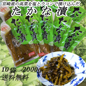 甘造りたかな漬　200g×10袋　宮崎の自然が醸し出す、おいしさの蔵出し高菜！　ご飯のお供に おにぎりに 炒飯に 送料無料