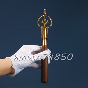 人気推薦★ 極上品 錫杖 仏具 仏教美術 真鍮製 密教で使われる仏具 長さ23cm