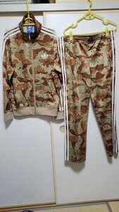 使用品アディダスadidasジャージL上下ADIカモファイアーバードトラック ジャケットパンツADI CAMO FIREBIRD TRACK TT TPパンツゴム伸びあり