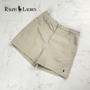 RALPH LAUREN SPORT ラルフローレン ポイント刺繍 チノショートパンツ ボトムス レディース ベージュ サイズ6*PC64