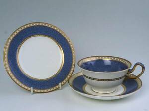 　ウェジウッド　 豪華金彩　Old P-Cup&Saucer&Plate　　=　U.P.Blue (1級品)