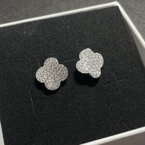 ピアス 四つ葉のクローバー 柄 ジルコニア シルバー925 silver925 両耳ペア 両耳セット シルバー silver ユニセックス 男女兼用