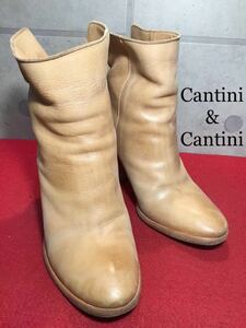 【売り切り!送料無料!】A-61 中古激安!定価27,000!Cantini&Cantini ショートブーツ イタリア製 23.0cm