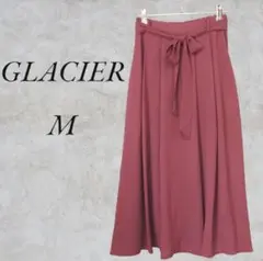 【GLACIER】グラシア　フレアロングスカート　ウエストリボン　パープル系