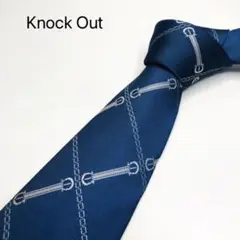 Knock Outノックアウト　ネクタイ　ブルー　チェーンベルト柄　ポリエステル