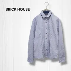 美品* BRICK HOUSE 長袖 ワイシャツ ストライプ ドット