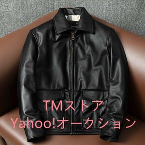 高品質 レザージャケット 革ジャン 牛革 カウハイド ヴィンテージ ライダース 本革 バイクレザー メンズファッション レトロ S～5XL