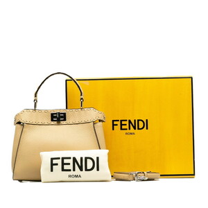 フェンディ セレリア ピーカブー ミニ ハンドバッグ ショルダーバッグ 2WAY 8BN244 ベージュ レザー レディース FENDI 【中古】