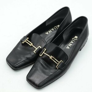 ダイアナ ビットローファー スクエアトゥ スリッポン 日本製 シューズ 靴 ブランド 黒 レディース 23cmサイズ ブラック DIANA