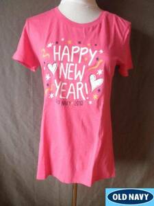 本場アメカジ OldNavy Happy New Year2010 TシャツUS M PINK新品