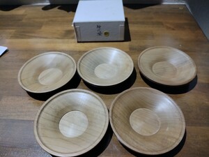 きよし作★神代桧★　ハンドメイド茶托　 木製 五客 煎茶道具　無垢　天然木　自然9