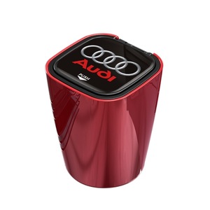 アウディ AUDI　車用灰皿 タバコ灰皿 LEDライト付き ミニごみ箱 取り外し可 ドリンクホルダー型 喫煙 吸い殻 火消し穴 レッド