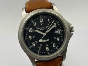 BB0706082　◇ 1円～! HAMILTON ハミルトン khaki QZ QUARTZ クォーツ グレー系文字盤 アナログ 革ベルト デイト ラウンド 腕時計 中古