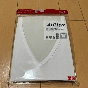 新品未使ユニクロ　UNIQLO エアリズム　AIRism VネックT メンズLサイズ 白　アンダーウェア