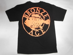 JB即決 BRONZE AGE ブロンズエイジ 限定ネオンカラーシリーズ ROUND ラウンド サークル フィッシュ Tシャツ 黒xオレンジ XLサイズ 新品