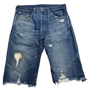 日本製 LEVIS VINTAGE CLOTHING LVC 55501-0040 リーバイス ヴィンテージ クロージング ダメージ加工 デニム ショーツ ハーフパンツ W36