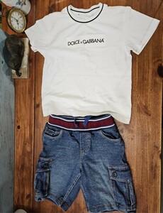 DOLCE&GABBANA ドルガバ 子供服 Tシャツ ハーフパンツ セット ロゴ サイズ3 上下 キッズ イタリア製