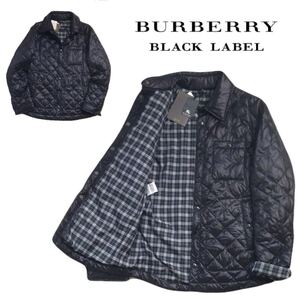 新品タグ付 軽量極暖 BURBERRY BLACK LABEL ノバチェック キルティング ダウンジャケット 長袖シャツ メンズL バーバリーブラックレーベルX