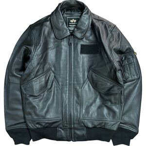 稀少 美品 ALPHA INDUSTRIES CWU-45P レザー フライトジャケット ブラック Mサイズ