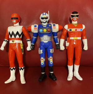 当時物 ソフビ 激走戦隊カーレンジャー シグナルマン 星獣戦隊ギンガマン ギンガレッド 電磁戦隊メガレンジャー メガレッド　昭和レトロ