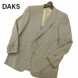 高級★ DAKS ダックス 通年 背抜き チェック 総柄 ウール100%★ 2B テーラード ジャケット Sz.92A5　メンズ　C4T01632_2#O