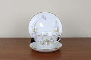 クラウンスタッフォードシャー　トリオ　カップ　プレート　ケーキ皿　CROWN STAFFORDSHIRE　ヴィンテージ　イギリス　つ248