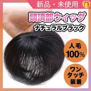 頭頂部 ウィッグ 部分かつら ヘアピース 自然 ブラック つけ毛 メンズ にも