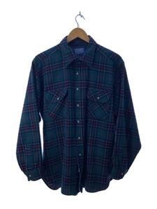 PENDLETON◆70s/USA製/長袖シャツ/XL/ウール/GRN/チェック