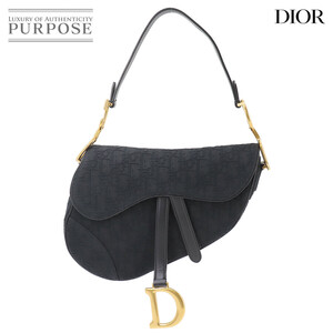 未使用 展示品 クリスチャン ディオール Christian Dior トロッター サドルバッグ ショルダー キャンバス ブラック Trotter Bag 90256801