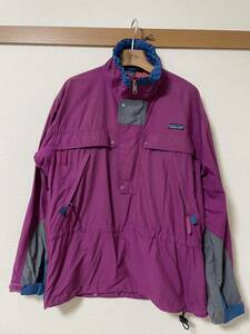 patagonia パタゴニア プルオーバーナイロンJKT パープル sizeS(大きめ) ヴィンテージ 前見頃下に汚れ有り