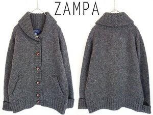 新品zampaザンパ☆シェットランド ざっくりニットカーディガンM チャコール★定価 6372円