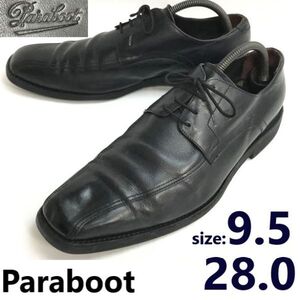 パラブーツ/Paraboot★本革/スワールモカ/レザーシューズ【9.5/28.0程度/黒】ビジネス/ドレスシューズ/Leather/Dress shoes/France◆pi-163