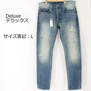 Deluxe (デラックス)　デニムパンツ　L　ブルー・グレー系　タグ付き　ダメージ加工