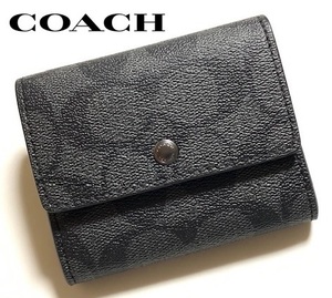 特価！ 人気 COACH コーチ メンズ シグネチャー PVC 小銭入れ コインケース CR770 チャコール/ブラック 新品本物