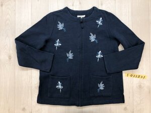 breckenridge レディース ボタニカル刺繍 裏起毛 スウェットジャケット S ネイビー