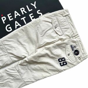 【送料無料】PearlyGates パーリーゲイツ　ダウンパンツ　中綿入り　メンズ　6 XL ズボン　ワッペン ゴルフ　GOLF ホワイト　白　蓄熱