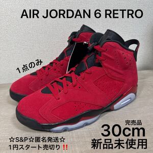 1円スタート売切り 新品未使用 NIKE ナイキ AIR JORDAN 6 RETRO エアジョーダン6 トロブラボー レッド スニーカー 30cm 定価25,300円