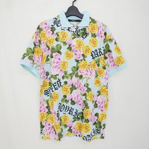 JOYRICH ジョイリッチ 薔薇ポロシャツ 半袖 総柄 LIGHT BLUE L