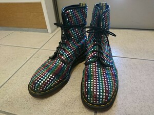 英国製 Dr.Martens ドクターマーチン 10ホール UK7 ブーツ レインボーカラー ビンテージ イギリス製 メンズ 検索 パンク 666 送料ヤマト着