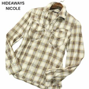 HIDEAWAYS NICOLE ハイダウェイ ニコル 通年 襟ワイヤー★ 長袖 ウエスタン チェック シャツ Sz.46　メンズ　A4T01079_2#C