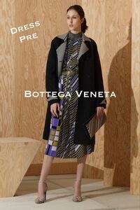 2016.17 Pre fall■BOTTEGA VENETA/ボッテガ/ワンピース・ドレス/ロングスリーブ/ランウェイ シルク１００％・幾何学模様 40/M