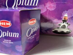 インドお香☆HEM ヘム　珍しいお香☆ 珍品バックフローコーン　　Opium オピウム　逆流コーン　約40個