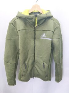 ◇ adidas アディダス フード 厚手 ジップアップ ロゴ 長袖 パーカー サイズM カーキ系 メンズ E